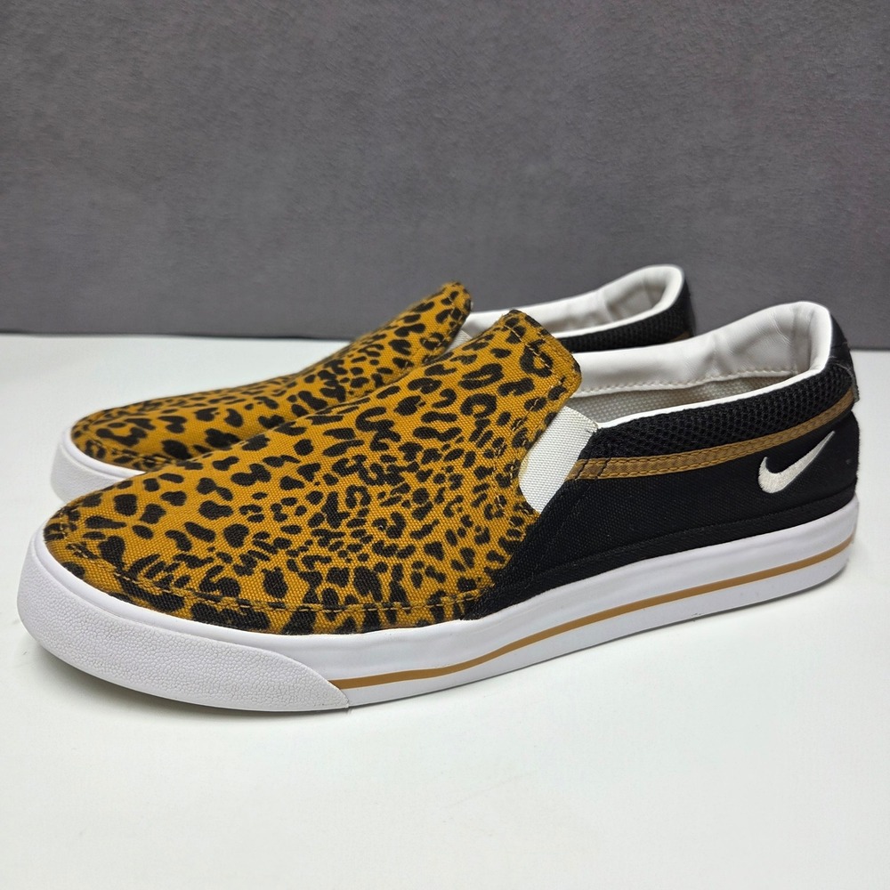 Nike Court Legacy Slip On Womens Size 9 Leopard Print Black Sneakers DJ5938-001